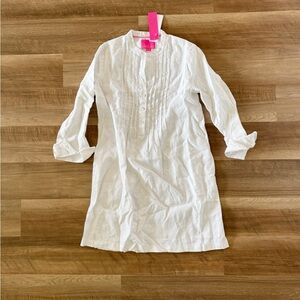 White Long Sleeve Tunic Beach Coverup